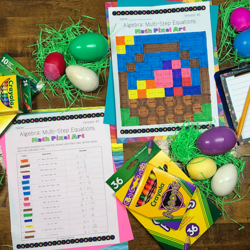 Easter: Algebra Multi-Step Equations Pixel Art