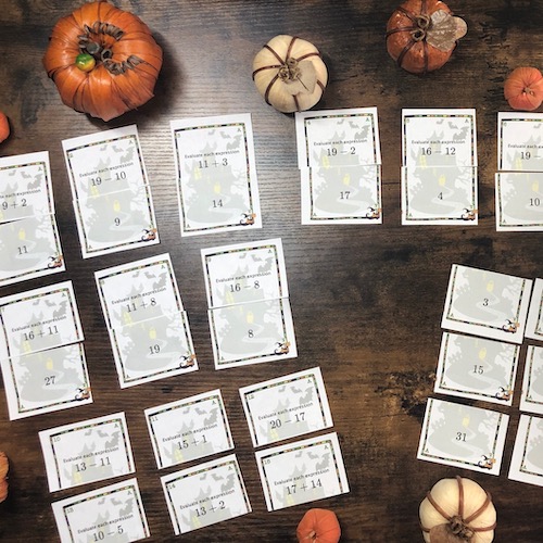 Halloween: Adding & Subtracting Positive & Negative Integers Matching Game