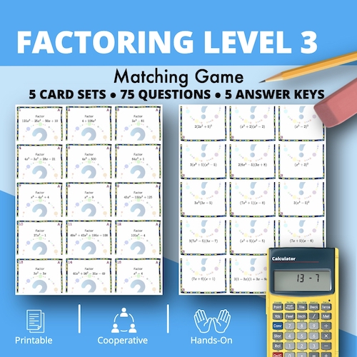 Algebra: Factoring Level 3 Matching Game