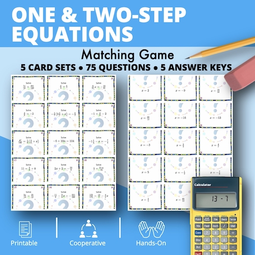 Algebra: One & Two-Step Equations Matching Game