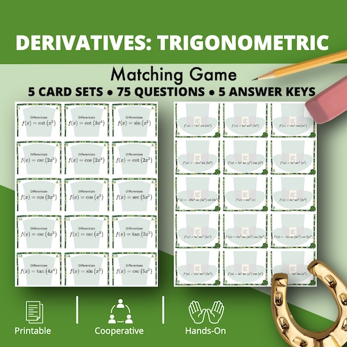 St. Patrick's Day: Derivatives Trigonometric Matching Game