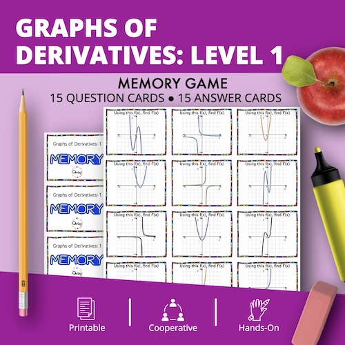 Calculus: Graphs of Derivatives Math Memory Game