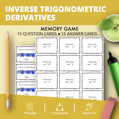 Calculus Derivatives: Inverse Trig Math Memory Game