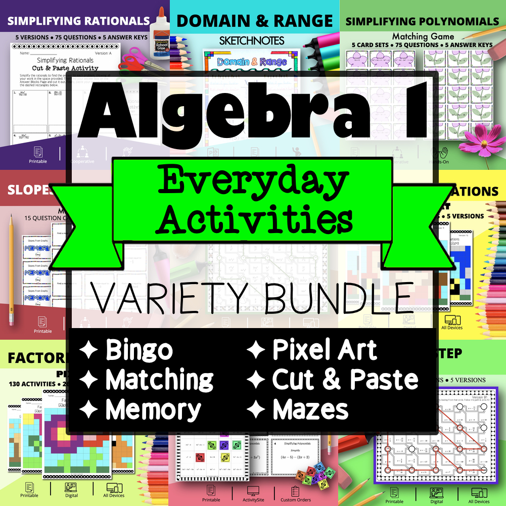Algebra 1 Everyday Activities Variety Bundle