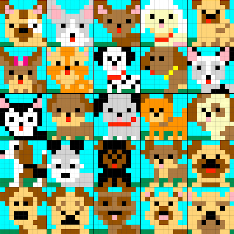 Dogs pixel art images