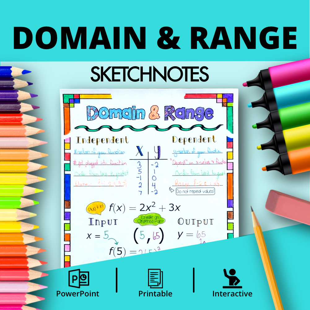 Algebra: Domain and Range Doodle Notes with PowerPoint