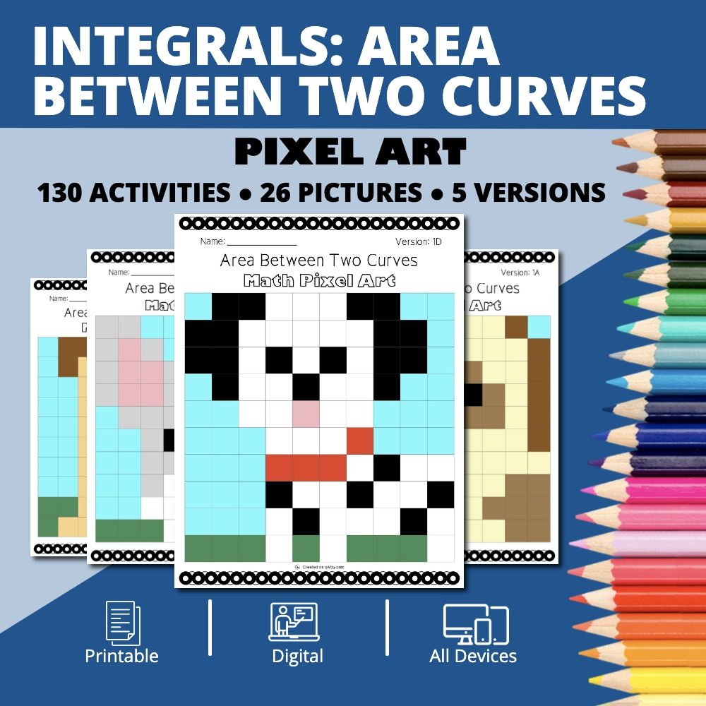 Dogs: Integrals Area Between Two Curves Pixel Art Activity
