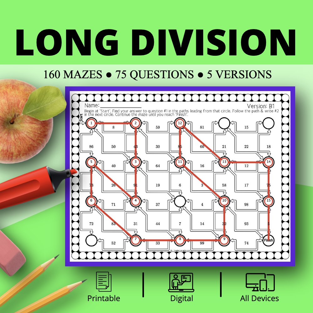 Long Division Maze Activity