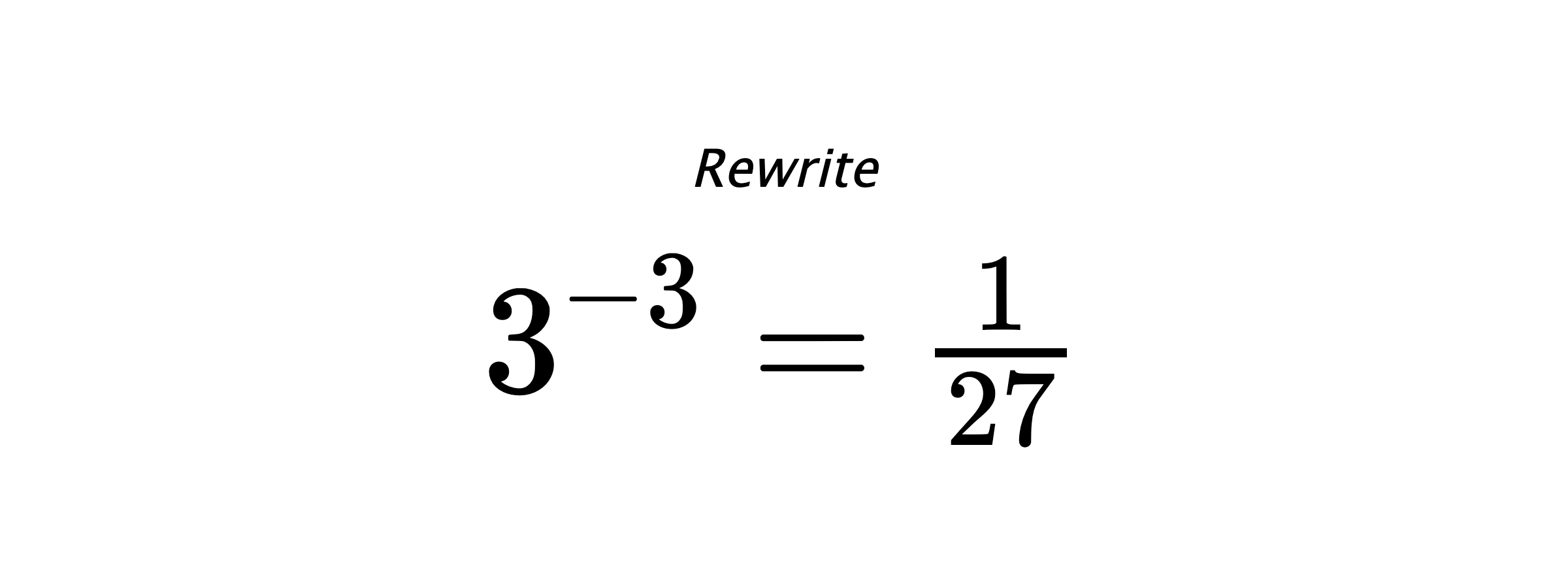 Rewrite $ 3^{-3} = \frac{1}{27} $