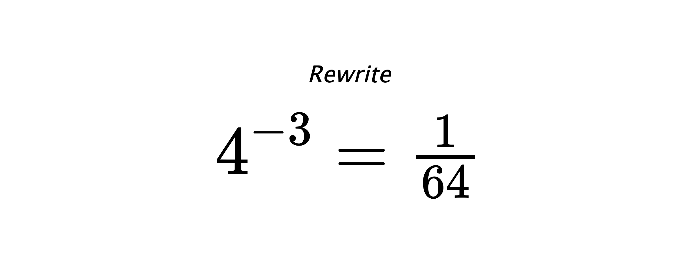 Rewrite $ 4^{-3} = \frac{1}{64} $