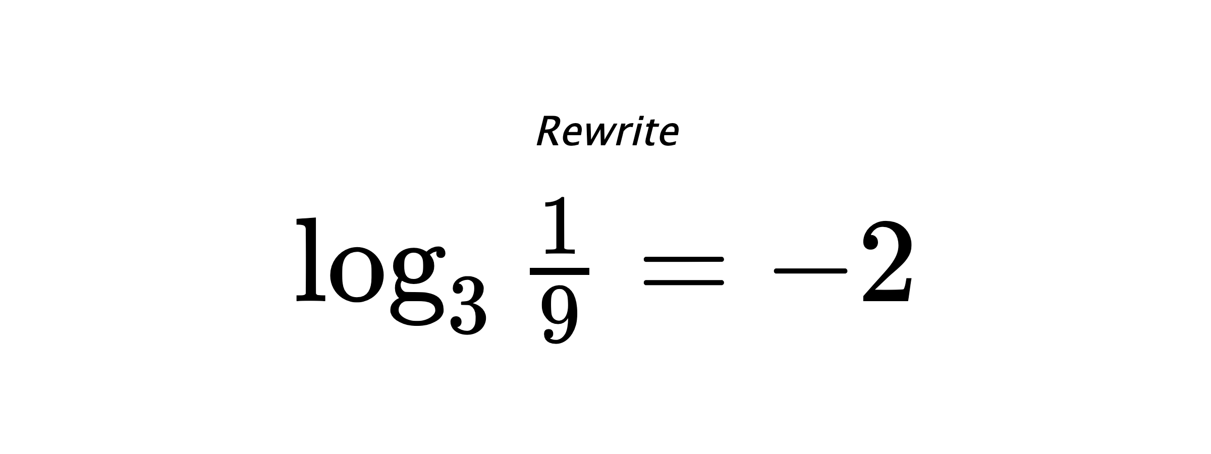 Rewrite $ \log_{3} {\frac{1}{9}} = -2 $