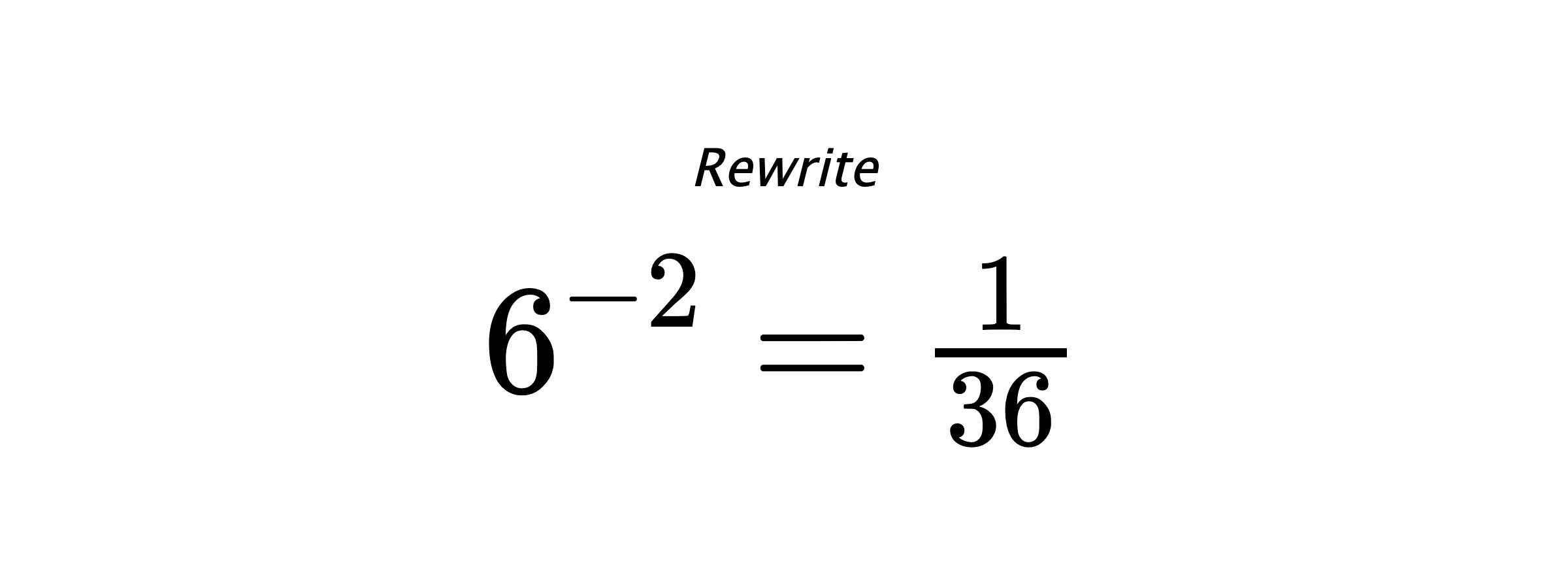 Rewrite $ 6^{-2} = \frac{1}{36} $